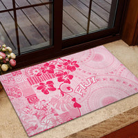 Fiji Masi With Hibiscus Tapa Tribal Rubber Doormat Pink Pastel LT01 - Polynesian Pride