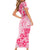 Fiji Masi With Hibiscus Tapa Tribal Short Sleeve Bodycon Dress Pink Pastel LT01 - Polynesian Pride