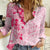 Fiji Masi With Hibiscus Tapa Tribal Women Casual Shirt Pink Pastel LT01 Female Pink - Polynesian Pride