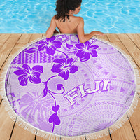 Fiji Masi With Hibiscus Tapa Tribal Beach Blanket Purple Pastel LT01 - Polynesian Pride