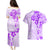 Fiji Masi With Hibiscus Tapa Tribal Couples Matching Puletasi Dress and Hawaiian Shirt Purple Pastel LT01 - Polynesian Pride