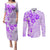 Fiji Masi With Hibiscus Tapa Tribal Couples Matching Puletasi Dress and Long Sleeve Button Shirt Purple Pastel LT01 Purple - Polynesian Pride