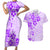 Fiji Masi With Hibiscus Tapa Tribal Couples Matching Short Sleeve Bodycon Dress and Hawaiian Shirt Purple Pastel LT01 Purple - Polynesian Pride