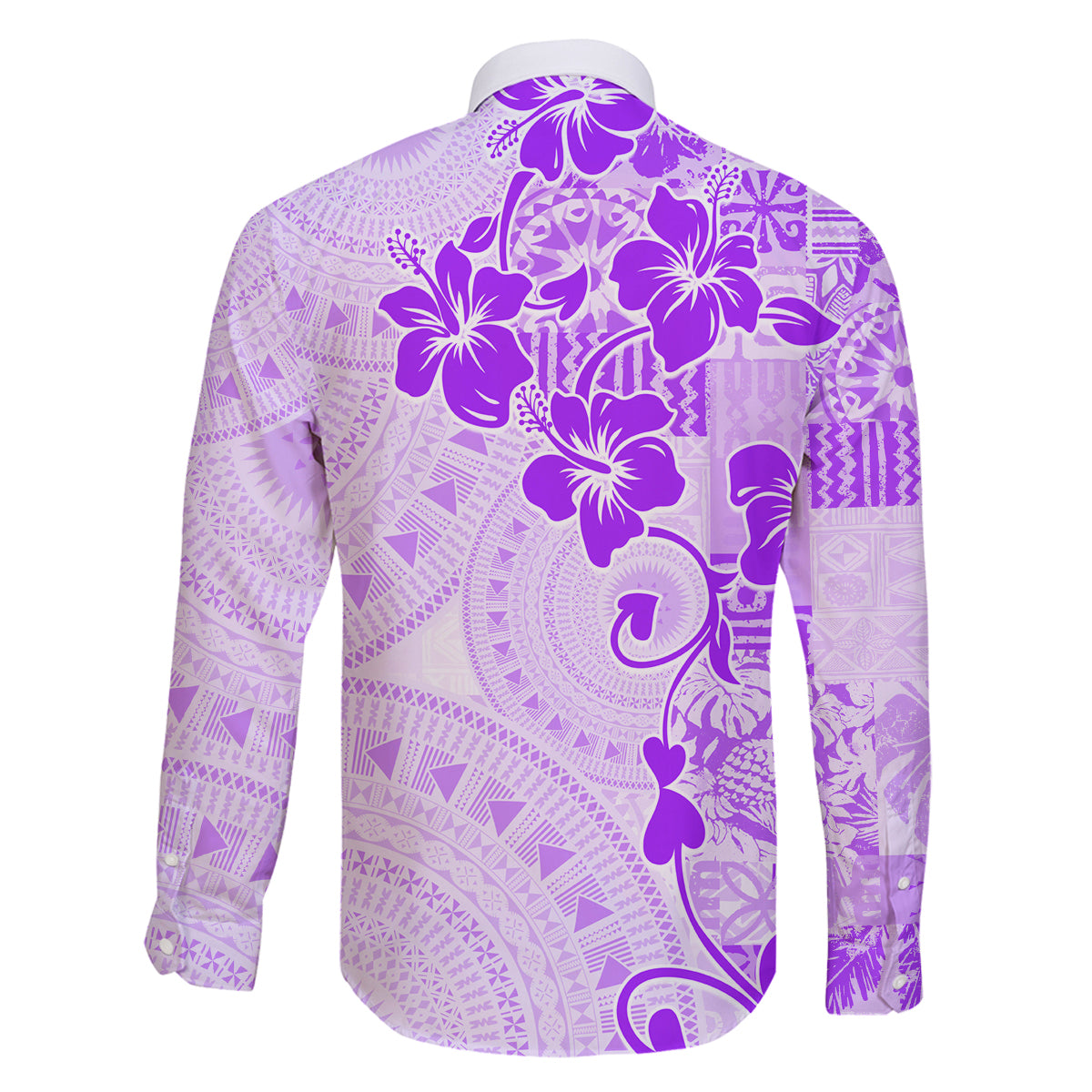 Fiji Masi With Hibiscus Tapa Tribal Family Matching Mermaid Dress and Hawaiian Shirt Purple Pastel LT01 - Polynesian Pride