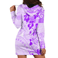 Fiji Masi With Hibiscus Tapa Tribal Hoodie Dress Purple Pastel LT01 - Polynesian Pride