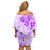 Fiji Masi With Hibiscus Tapa Tribal Off Shoulder Short Dress Purple Pastel LT01 - Polynesian Pride