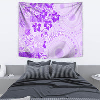 Fiji Masi With Hibiscus Tapa Tribal Tapestry Purple Pastel LT01 - Polynesian Pride