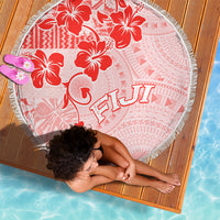 Fiji Masi With Hibiscus Tapa Tribal Beach Blanket Red Pastel LT01 - Polynesian Pride