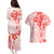 Fiji Masi With Hibiscus Tapa Tribal Couples Matching Puletasi Dress and Hawaiian Shirt Red Pastel LT01 - Polynesian Pride