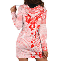 Fiji Masi With Hibiscus Tapa Tribal Hoodie Dress Red Pastel LT01 - Polynesian Pride