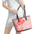 Fiji Masi With Hibiscus Tapa Tribal Leather Tote Bag Red Pastel LT01 - Polynesian Pride