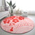 Fiji Masi With Hibiscus Tapa Tribal Round Carpet Red Pastel LT01 - Polynesian Pride