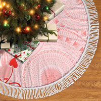 Fiji Masi With Hibiscus Tapa Tribal Tree Skirt Red Pastel LT01 - Polynesian Pride