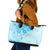 Fiji Masi With Hibiscus Tapa Tribal Leather Tote Bag Sky Blue Pastel LT01 Blue - Polynesian Pride