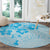 Fiji Masi With Hibiscus Tapa Tribal Round Carpet Sky Blue Pastel LT01 - Polynesian Pride