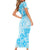 Fiji Masi With Hibiscus Tapa Tribal Short Sleeve Bodycon Dress Sky Blue Pastel LT01 - Polynesian Pride