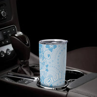 Fiji Masi With Hibiscus Tapa Tribal Tumbler Cup Sky Blue Pastel