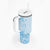 Fiji Masi With Hibiscus Tapa Tribal Tumbler With Handle Sky Blue Pastel