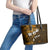 Fiji Masi With Hibiscus Tapa Tribal Leather Tote Bag Gold Version LT01 - Polynesian Pride