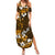 Fiji Masi With Hibiscus Tapa Tribal Summer Maxi Dress Gold Version LT01 Women Gold - Polynesian Pride