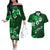 Fiji Masi Couples Matching Off The Shoulder Long Sleeve Dress and Hawaiian Shirt Fijian Hibiscus Tapa Green Version LT01 Green - Polynesian Pride
