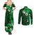 Fiji Masi Couples Matching Summer Maxi Dress and Long Sleeve Button Shirt Fijian Hibiscus Tapa Green Version LT01 - Polynesian Pride