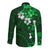 Fiji Masi Long Sleeve Button Shirt Fijian Hibiscus Tapa Green Version LT01 - Polynesian Pride