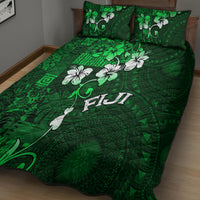 Fiji Masi Quilt Bed Set Fijian Hibiscus Tapa Green Version LT01 - Polynesian Pride