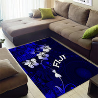Fiji Masi Area Rug Fijian Hibiscus Navy Blue Gold Version LT01 - Polynesian Pride