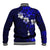 Fiji Masi Baseball Jacket Fijian Hibiscus Navy Blue Gold Version LT01 - Polynesian Pride