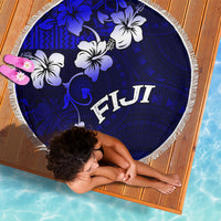 Fiji Masi Beach Blanket Fijian Hibiscus Navy Blue Gold Version LT01 - Polynesian Pride