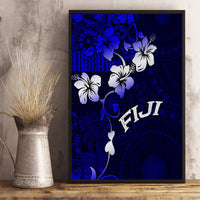 Fiji Masi Canvas Wall Art Fijian Hibiscus Navy Blue Gold Version LT01 - Polynesian Pride