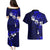 Fiji Masi Couples Matching Puletasi Dress and Hawaiian Shirt Fijian Hibiscus Navy Blue Gold Version LT01 - Polynesian Pride