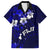 Fiji Masi Family Matching Puletasi Dress and Hawaiian Shirt Fijian Hibiscus Navy Blue Gold Version LT01 Dad's Shirt - Short Sleeve Blue - Polynesian Pride