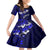 Fiji Masi Kid Short Sleeve Dress Fijian Hibiscus Navy Blue Gold Version LT01 KID Blue - Polynesian Pride
