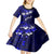 Fiji Masi Kid Short Sleeve Dress Fijian Hibiscus Navy Blue Gold Version LT01 - Polynesian Pride