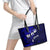 Fiji Masi Leather Tote Bag Fijian Hibiscus Navy Blue Gold Version LT01 - Polynesian Pride