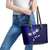 Fiji Masi Leather Tote Bag Fijian Hibiscus Navy Blue Gold Version LT01 - Polynesian Pride