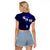 Fiji Masi Raglan Cropped T Shirt Fijian Hibiscus Navy Blue Gold Version LT01 - Polynesian Pride