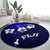 Fiji Masi Round Carpet Fijian Hibiscus Navy Blue Gold Version LT01 - Polynesian Pride