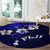 Fiji Masi Round Carpet Fijian Hibiscus Navy Blue Gold Version LT01 - Polynesian Pride