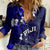 Fiji Masi Women Casual Shirt Fijian Hibiscus Navy Blue Gold Version LT01 Female Blue - Polynesian Pride