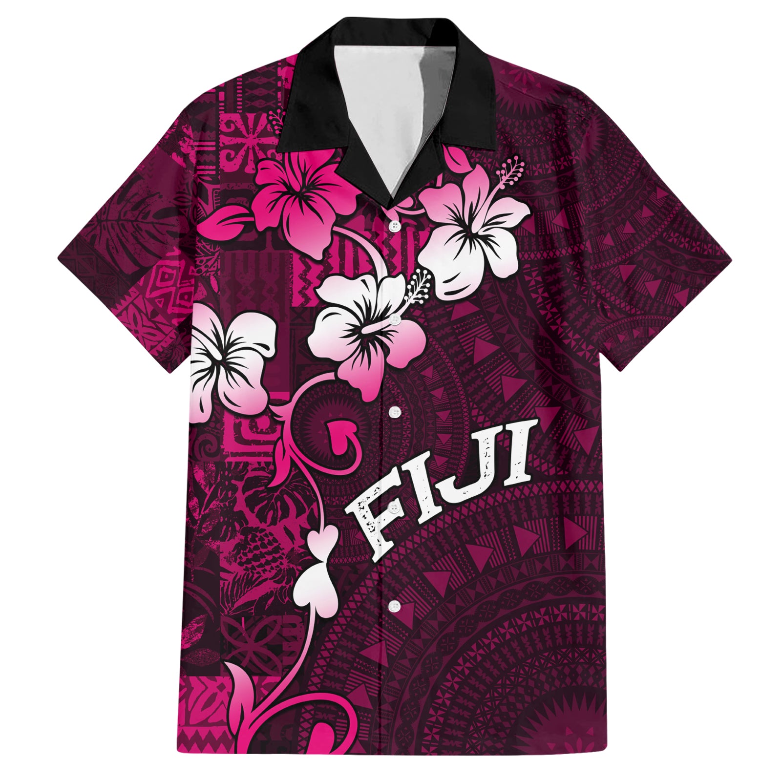 Fiji Masi Hawaiian Shirt Fijian Hibiscus Tapa Pink Version LT01 Pink - Polynesian Pride