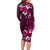 Fiji Masi Long Sleeve Bodycon Dress Fijian Hibiscus Tapa Pink Version LT01 - Polynesian Pride