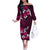 Fiji Masi Off The Shoulder Long Sleeve Dress Fijian Hibiscus Tapa Pink Version LT01 Women Pink - Polynesian Pride