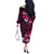 Fiji Masi Off The Shoulder Long Sleeve Dress Fijian Hibiscus Tapa Pink Version LT01 - Polynesian Pride