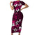 Fiji Masi Short Sleeve Bodycon Dress Fijian Hibiscus Tapa Pink Version LT01 Long Dress Pink - Polynesian Pride