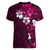 Fiji Masi Women V Neck T Shirt Fijian Hibiscus Tapa Pink Version LT01 - Polynesian Pride