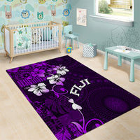 Fiji Masi Area Rug Fijian Hibiscus Tapa Purple Version LT01 - Polynesian Pride