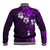 Fiji Masi Baseball Jacket Fijian Hibiscus Tapa Purple Version LT01 - Polynesian Pride